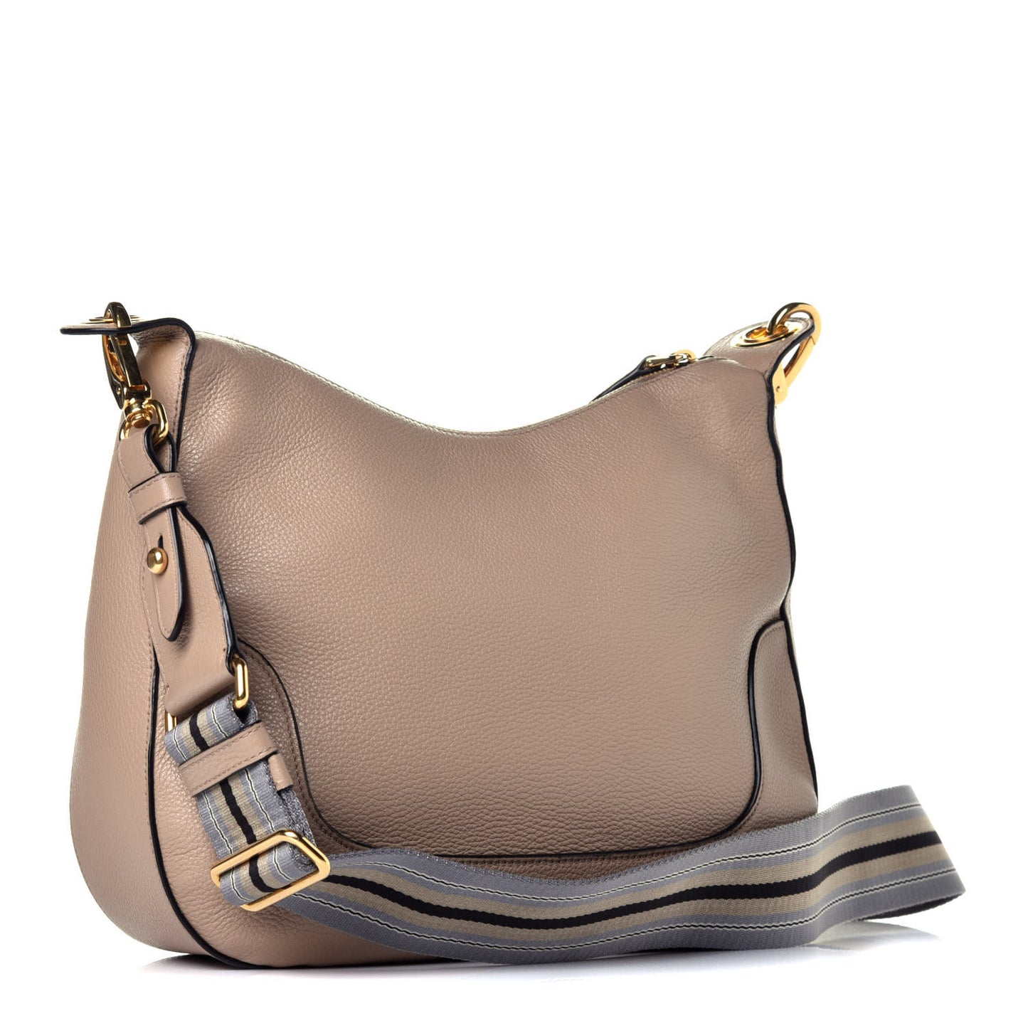 Vitello Daino Zippered Hobo Messenger Cammeo