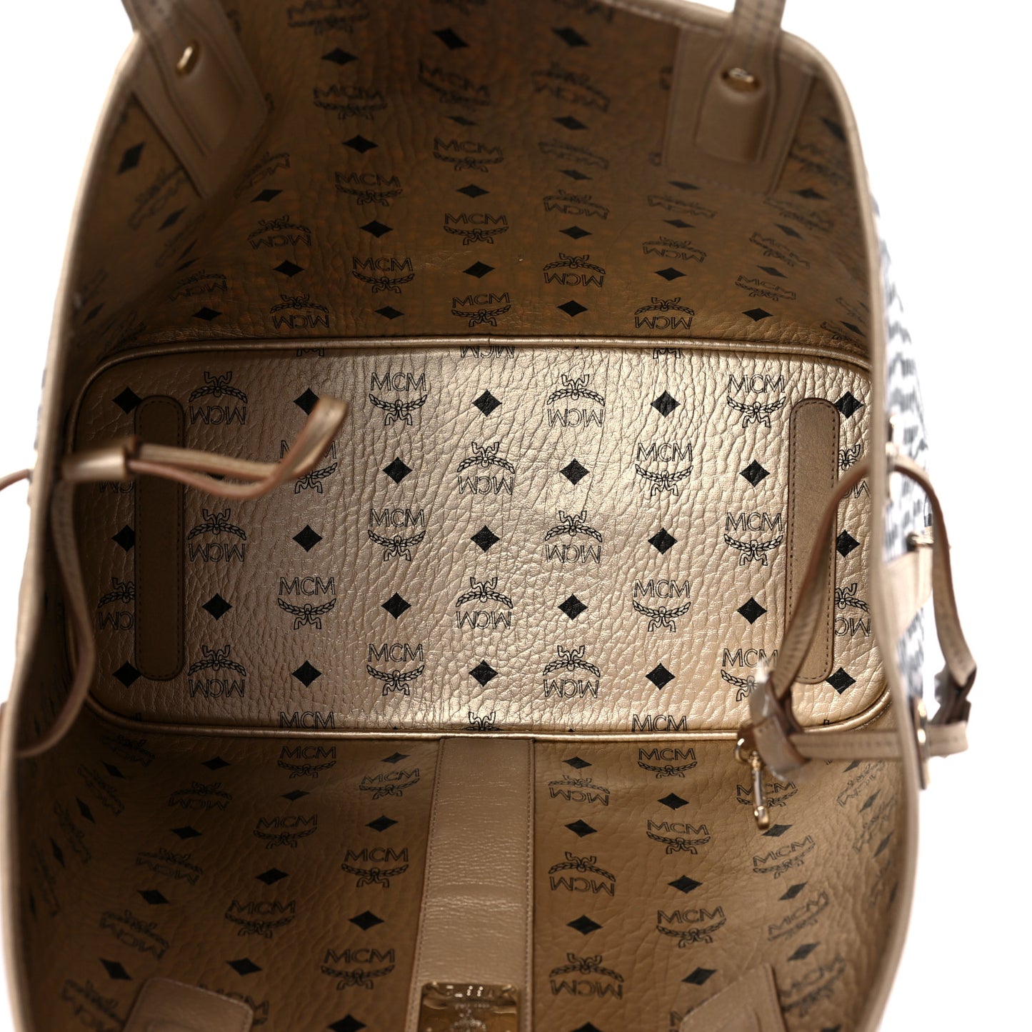 Metallic Visetos Medium Liz Reversible Shopper Tote Gold