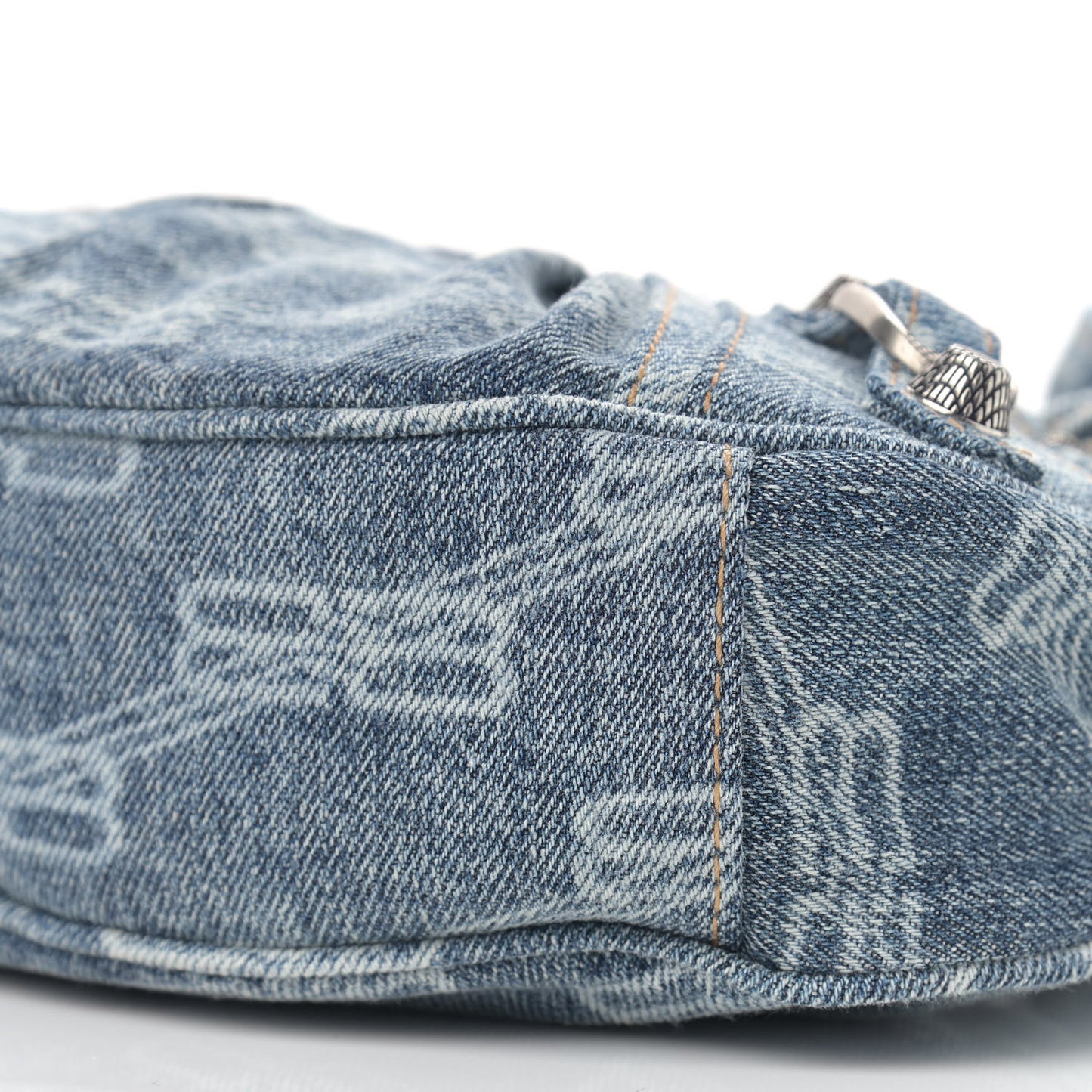 Bleached Denim BB Monogram Le Cagole Shoulder Bag XS Blue