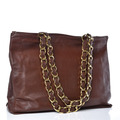Chanel Lambskin CC Tote Brown 3 of 15