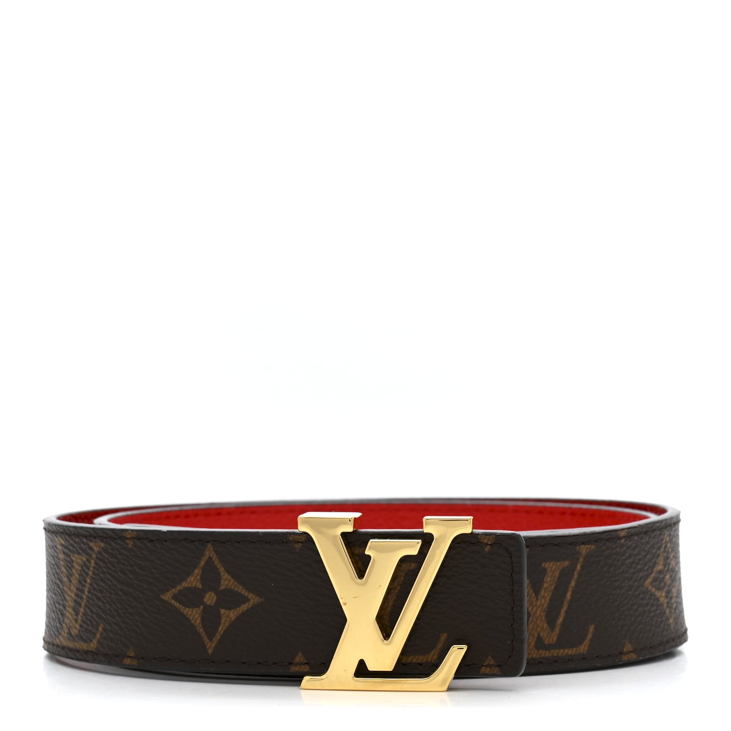 Louis Vuitton Monogram Calfskin LV Initiales Reversible Belt 75 30 Red 1 of 6