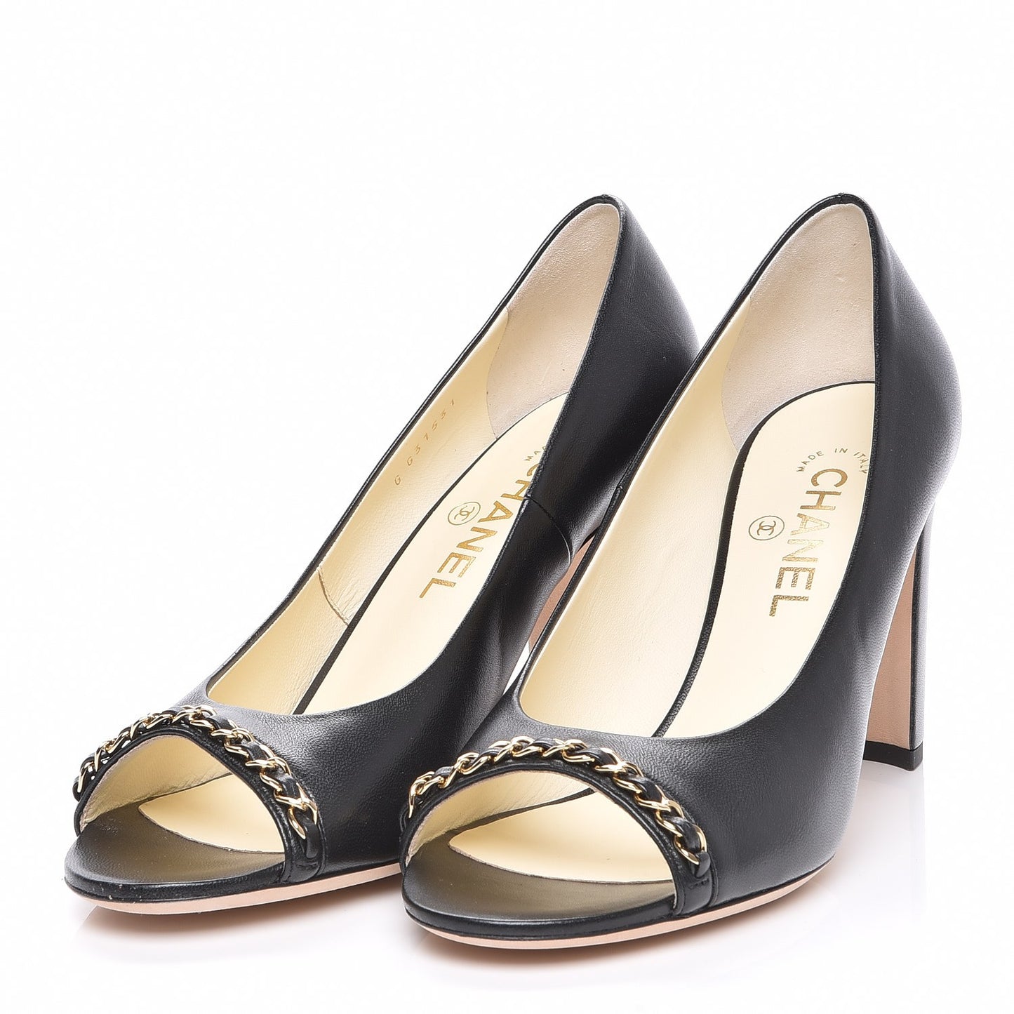 Lambskin Peep Toe CC Pumps 40 Black