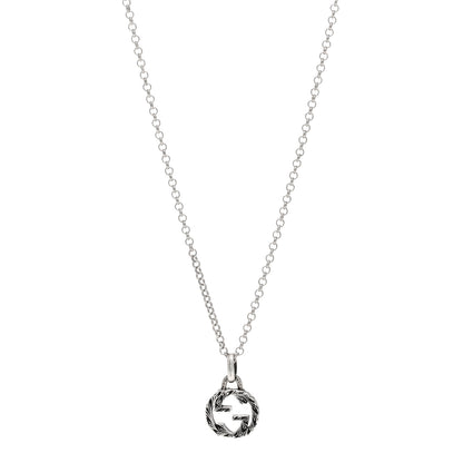 Gucci Sterling Silver Small Textured Interlocking G Pendant Necklace 1 of 4