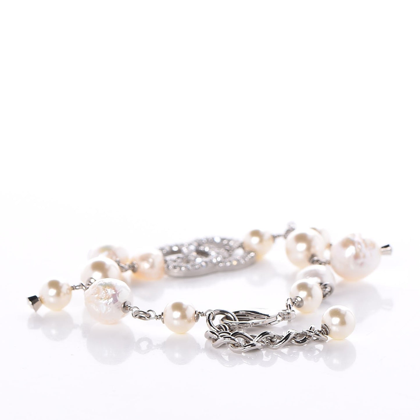 Pearl Crystal CC Bracelet Pearly White