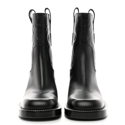Louis Vuitton Calfskin Monogram Downtown Ankle Boots 36 Black 2 of 9