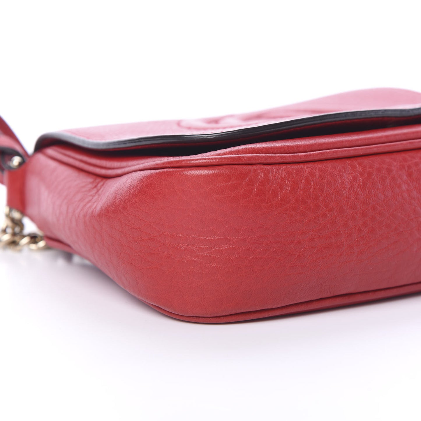 Pebbled Calfskin Small Soho Flap Crossbody Red
