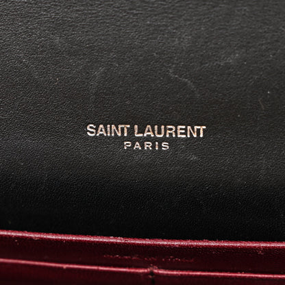 Saint Laurent Calfskin Lizard Embossed Monogram Cassandra Chain Wallet Black 6 of 13