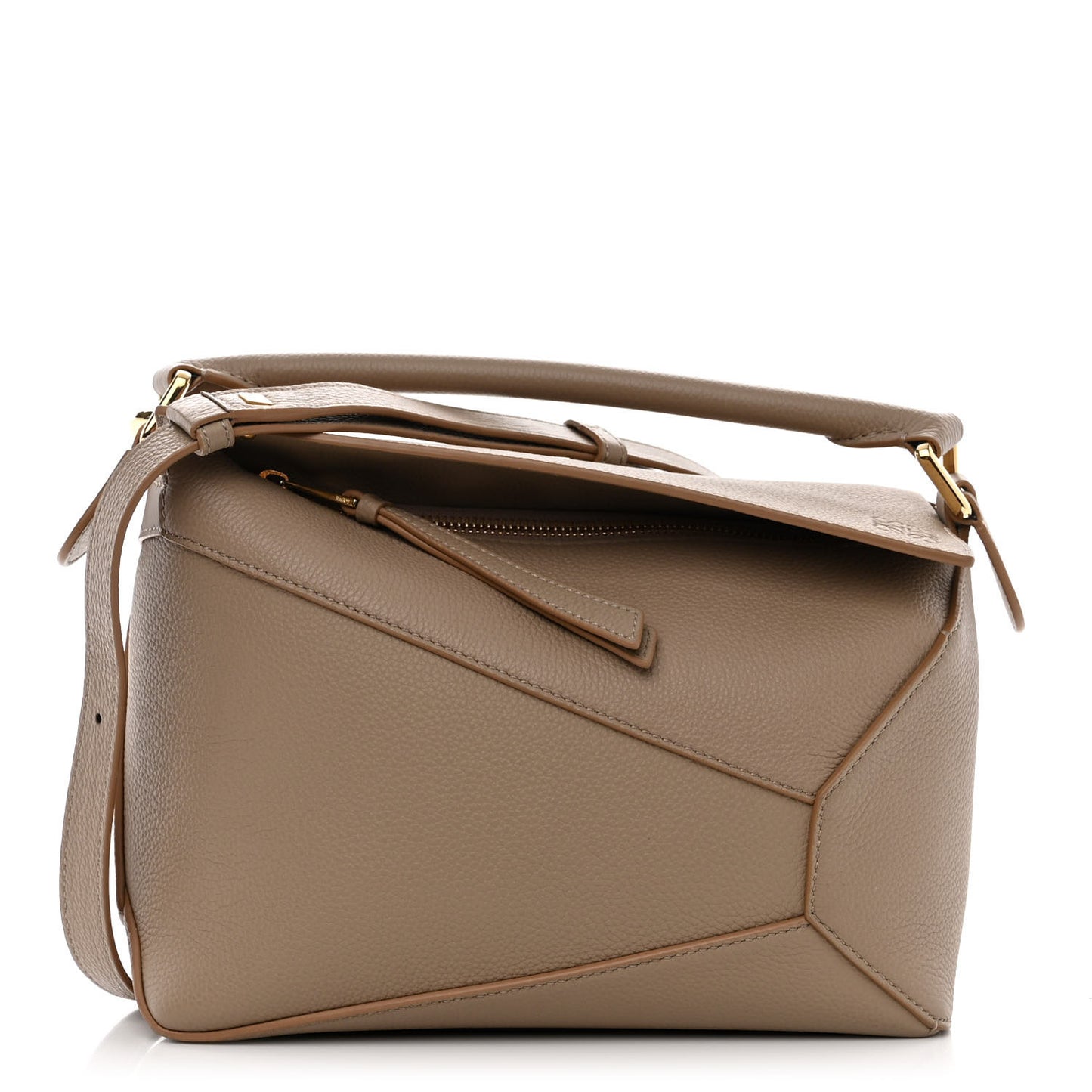 Grained Calfskin Small Puzzle Edge Bag Sand