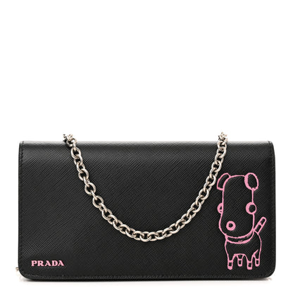 Prada Saffiano Pradamalia Mini Chain Bag Black Begonia 1 of 10