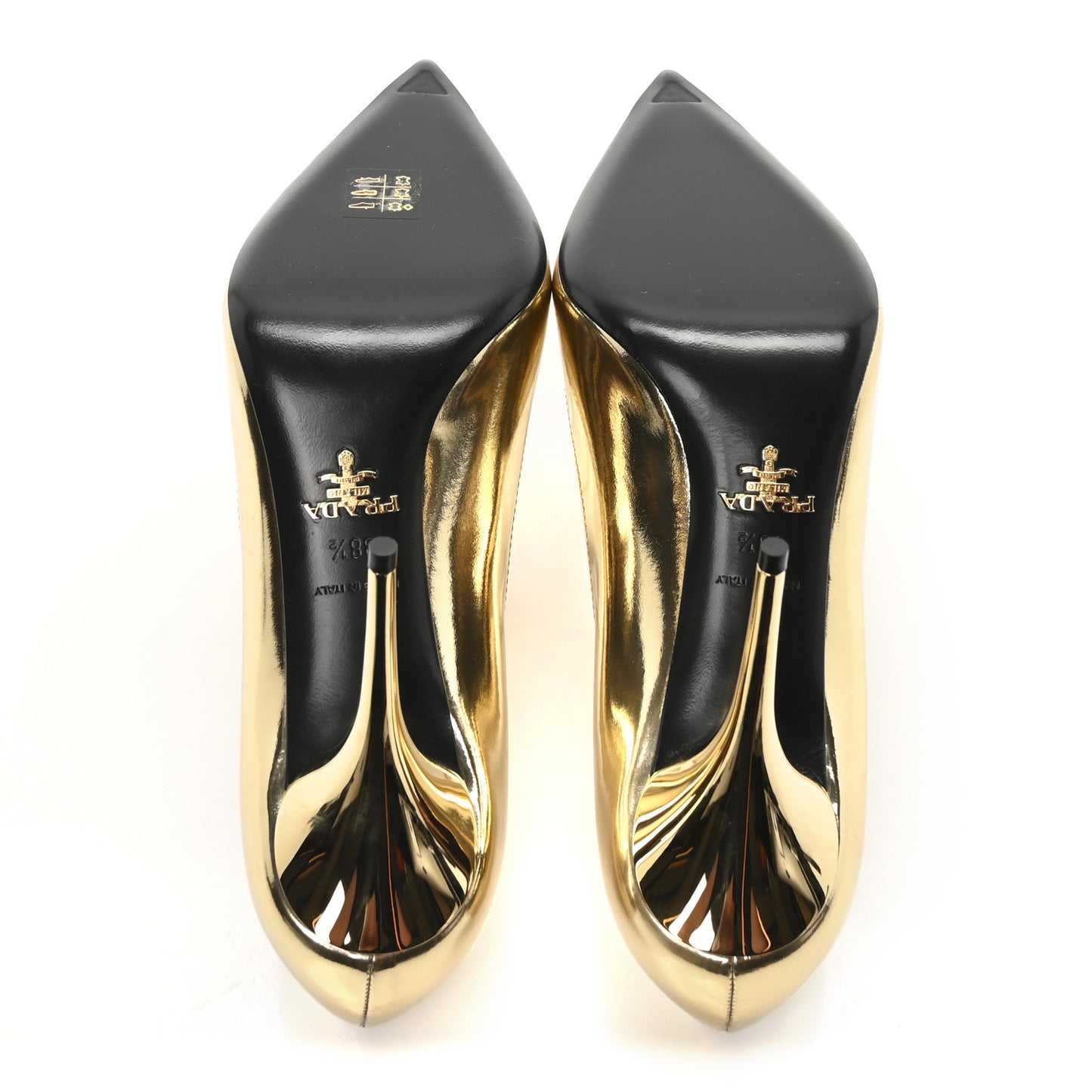 Spazzolato Metal Triangle Logo Pointed Toe 85mm Pumps 38.5 Platino