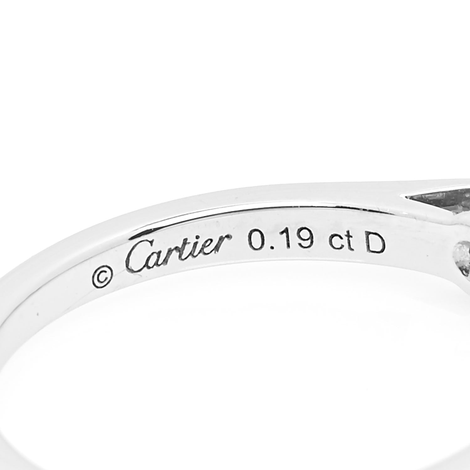 Cartier Platinum Diamond .19ct Solitaire Engagement Ring 49 4.75 5 of 7