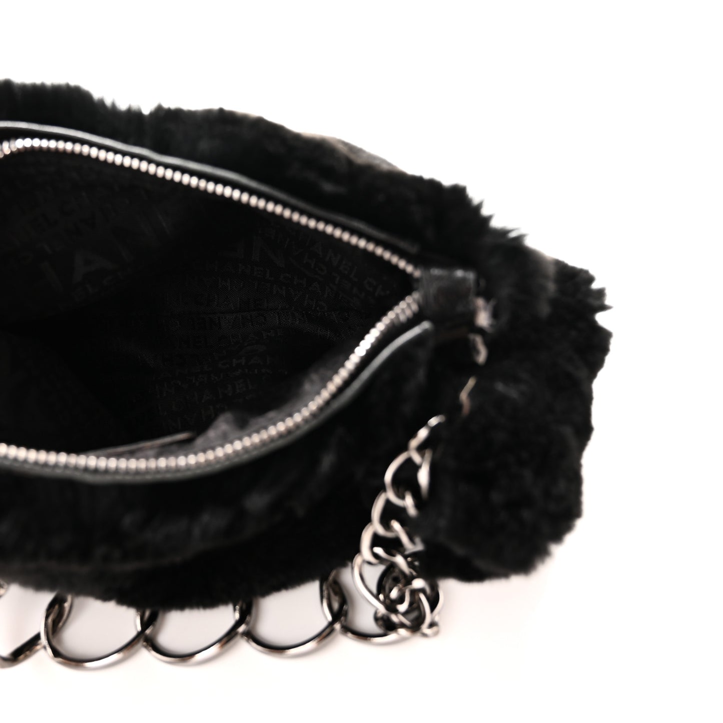 Lapin Rabbit Fur Shoulder Bag Black Black