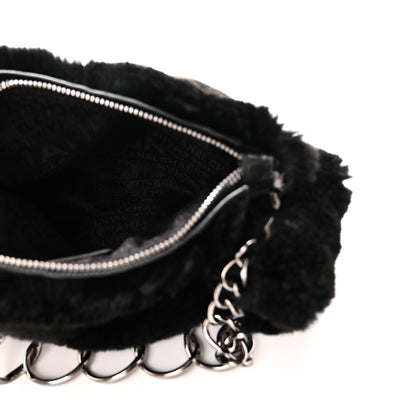 Chanel Lapin Rabbit Fur Shoulder Bag Black Black 5 of 10