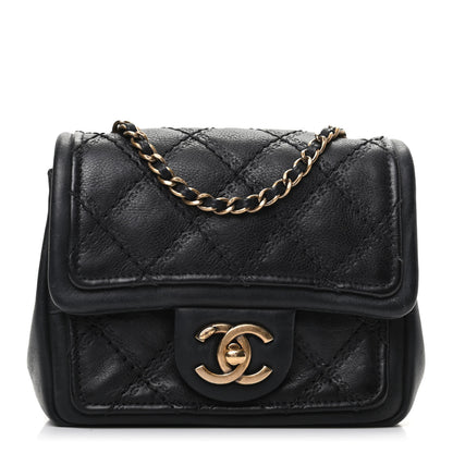 Chanel Calfskin Quilted Sheriff's Star Mini Square Flap Black 1 of 9