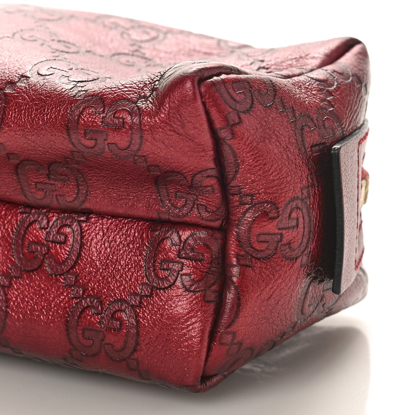 Metallic Guccissima Small Cosmetic Case Red