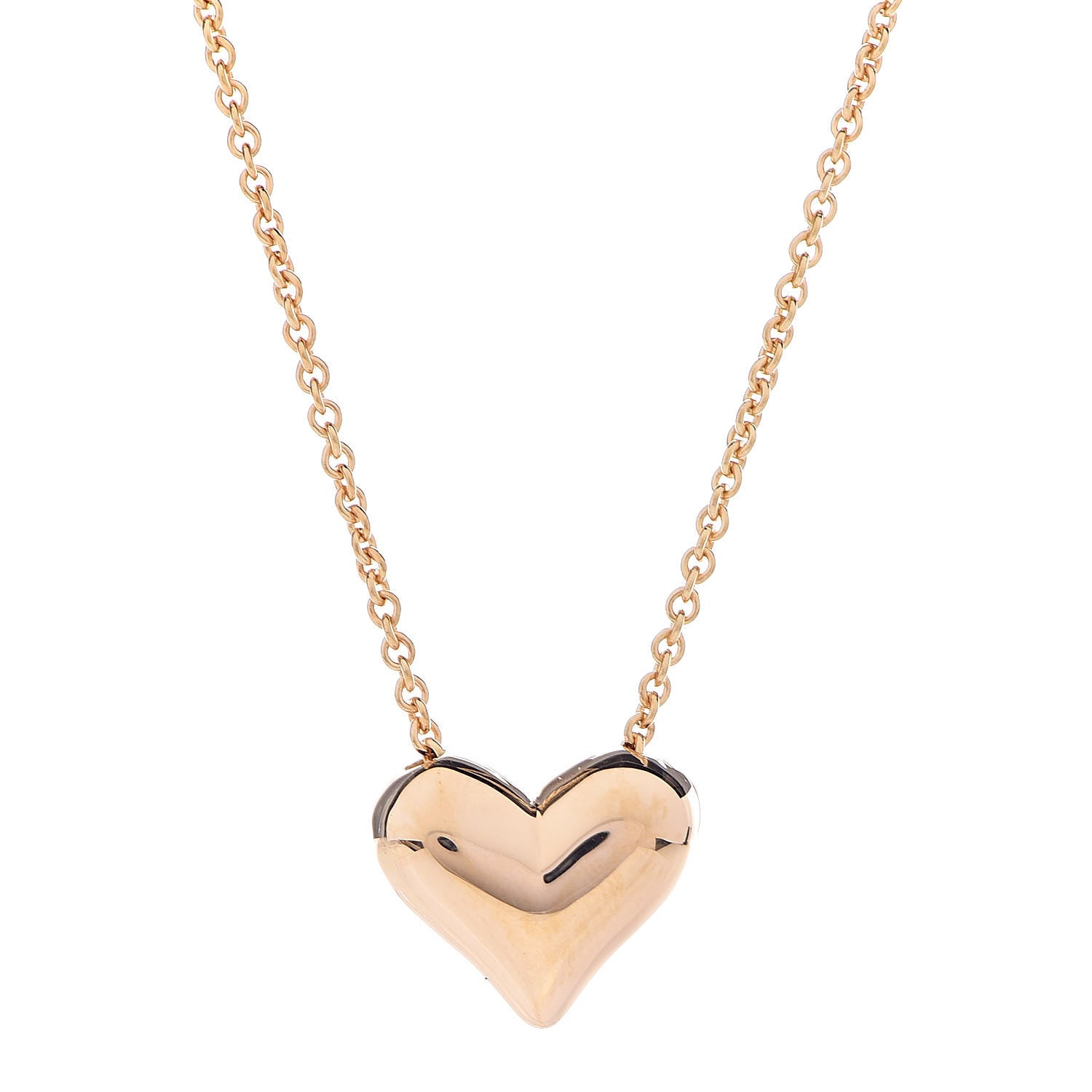 Tiffany 18K Yellow Gold Large Puff Heart Pendant Necklace 3 of 7