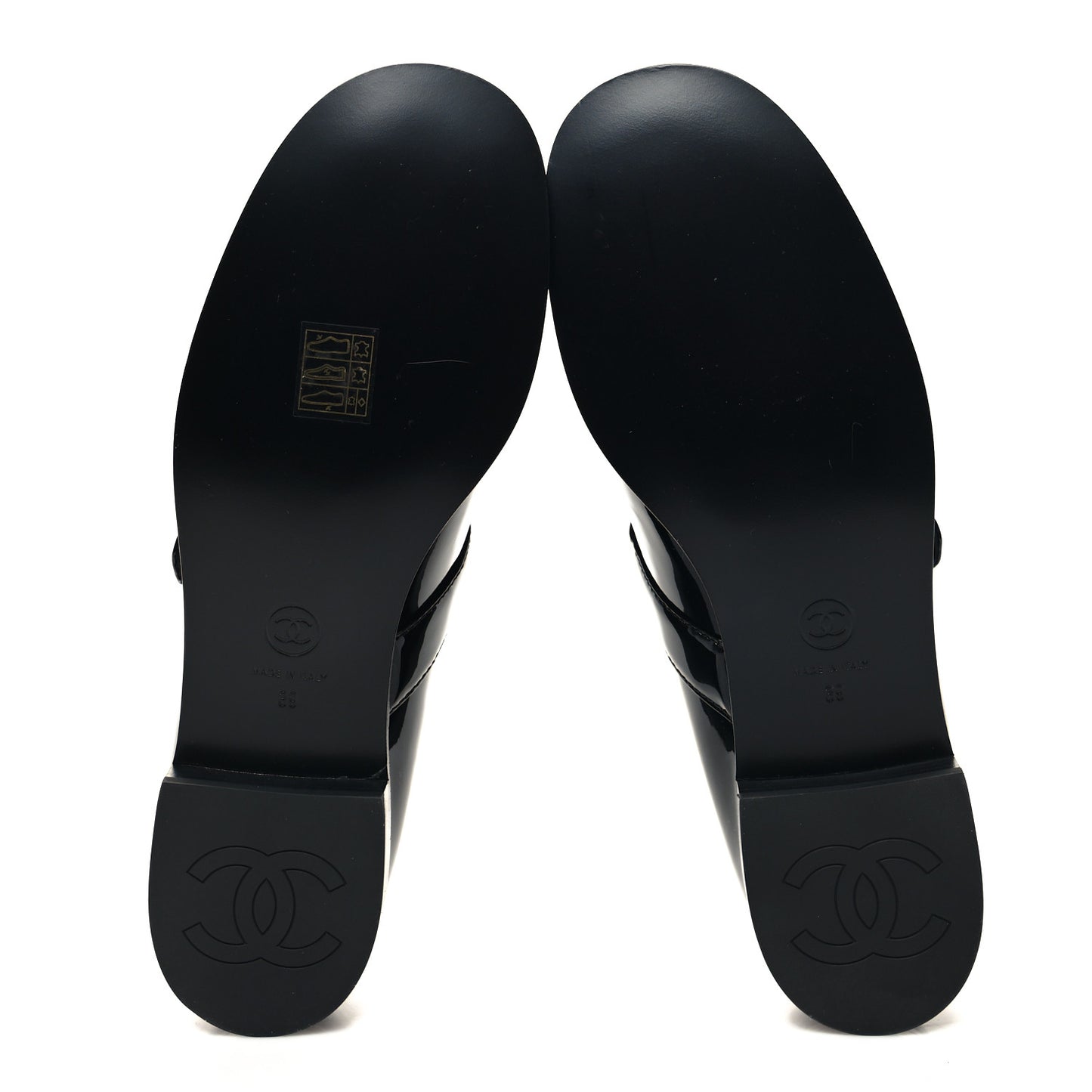 Patent Calfskin Mary Janes Flats 39 Black