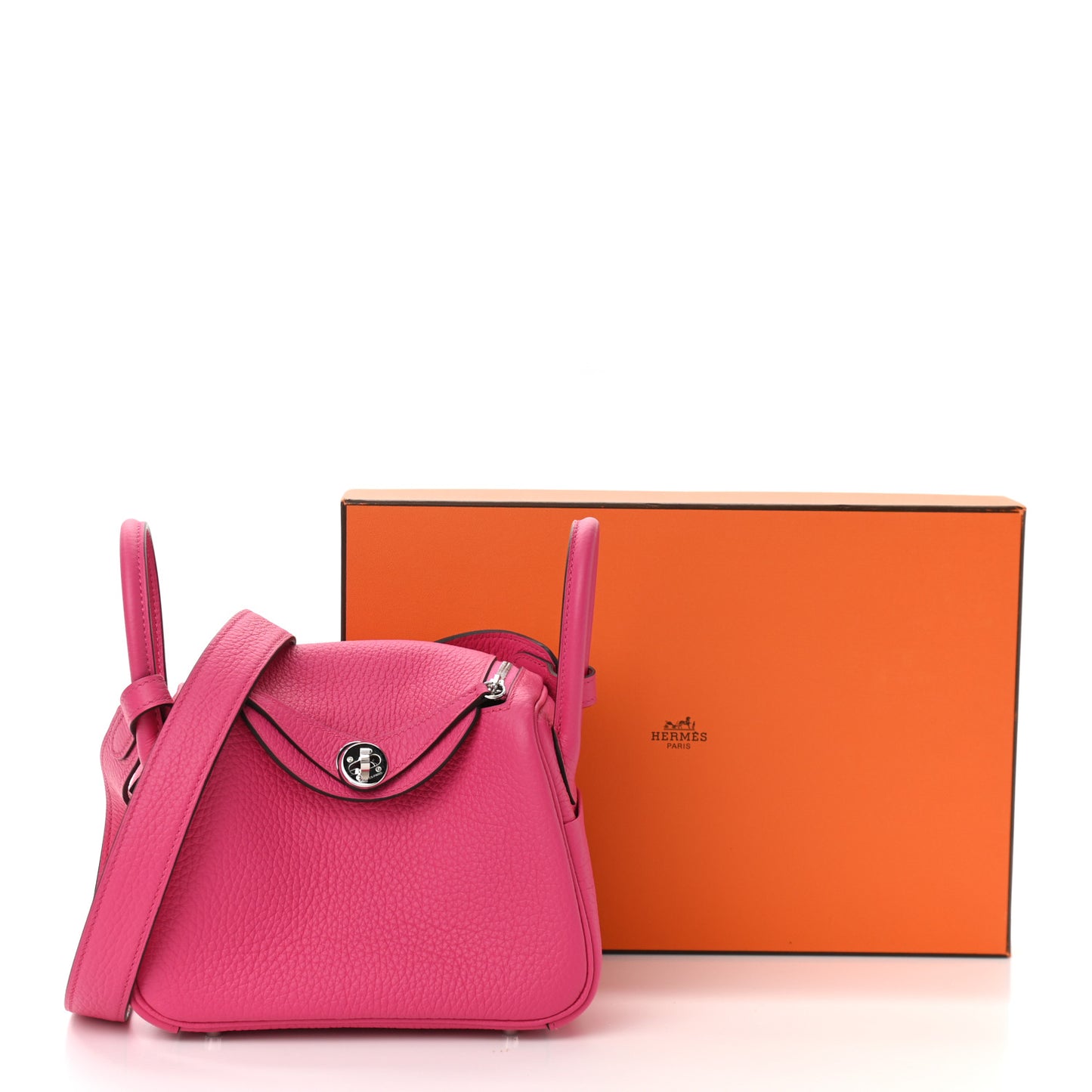 Taurillon Clemence Mini Lindy 20 Rose Shocking