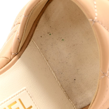 Chanel Lambskin Quilted Camelia CC Wedge Sandal Mules 38 Beige 11 of 15