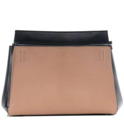 Celine Leather Medium Bi-Color Edge Shoulder Bag Black Nude 1 of 8