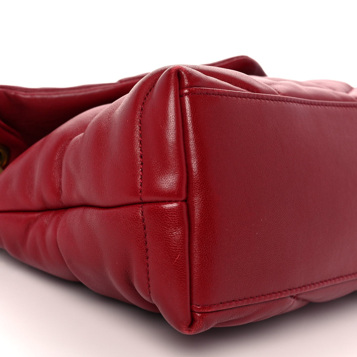 Lambskin Quilted Small Loulou Puffer Monogram Chain Satchel Red