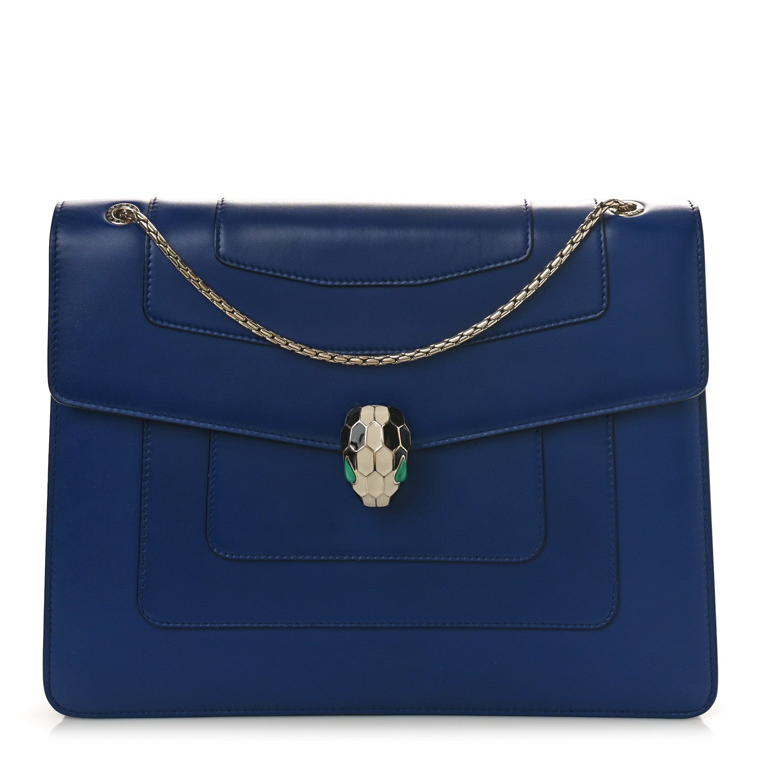 Bulgari Calfskin Serpenti Forever Shoulder Bag Navy 1 of 8