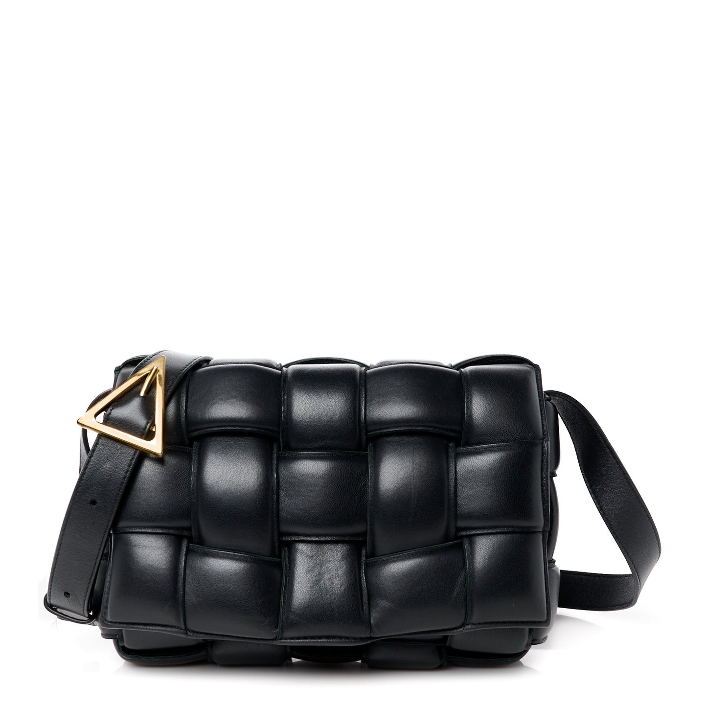 Nappa Maxi Intreccio Padded Cassette Crossbody Bag Black