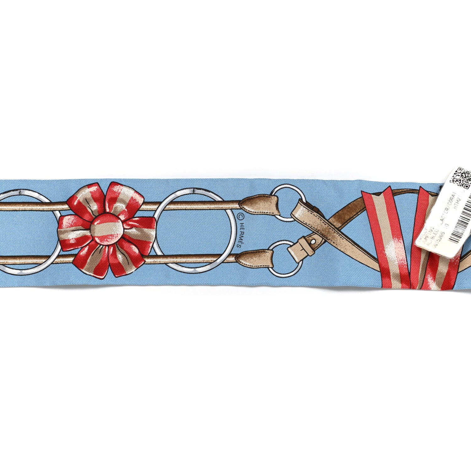 Hermes Silk Jumping Twilly Bleu Glacier Corail 4 of 4