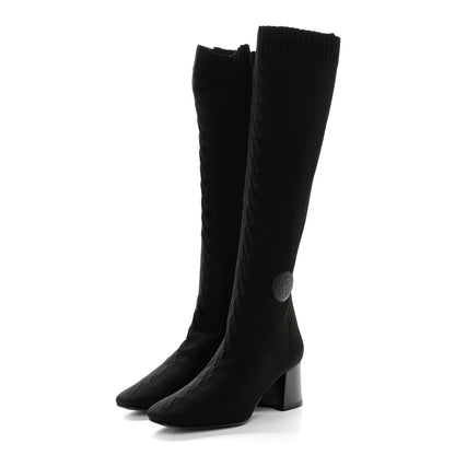 Hermes Knit Calfskin Fontaine 60 Boots 40 Black 3 of 9