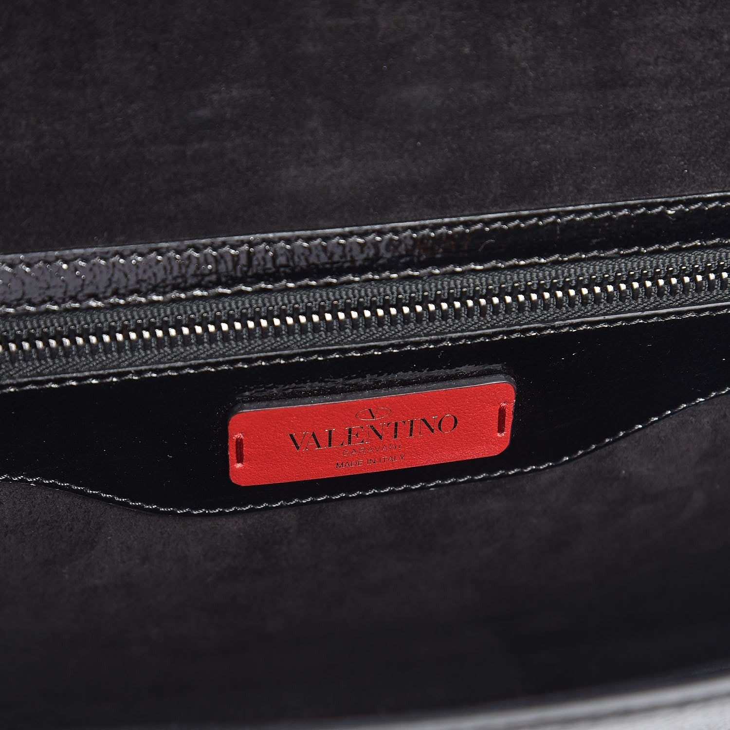 Valentino Garavani Patent Pebbled Calfskin Medium Rockstud Demilune Shoulder Bag Black 6 of 6