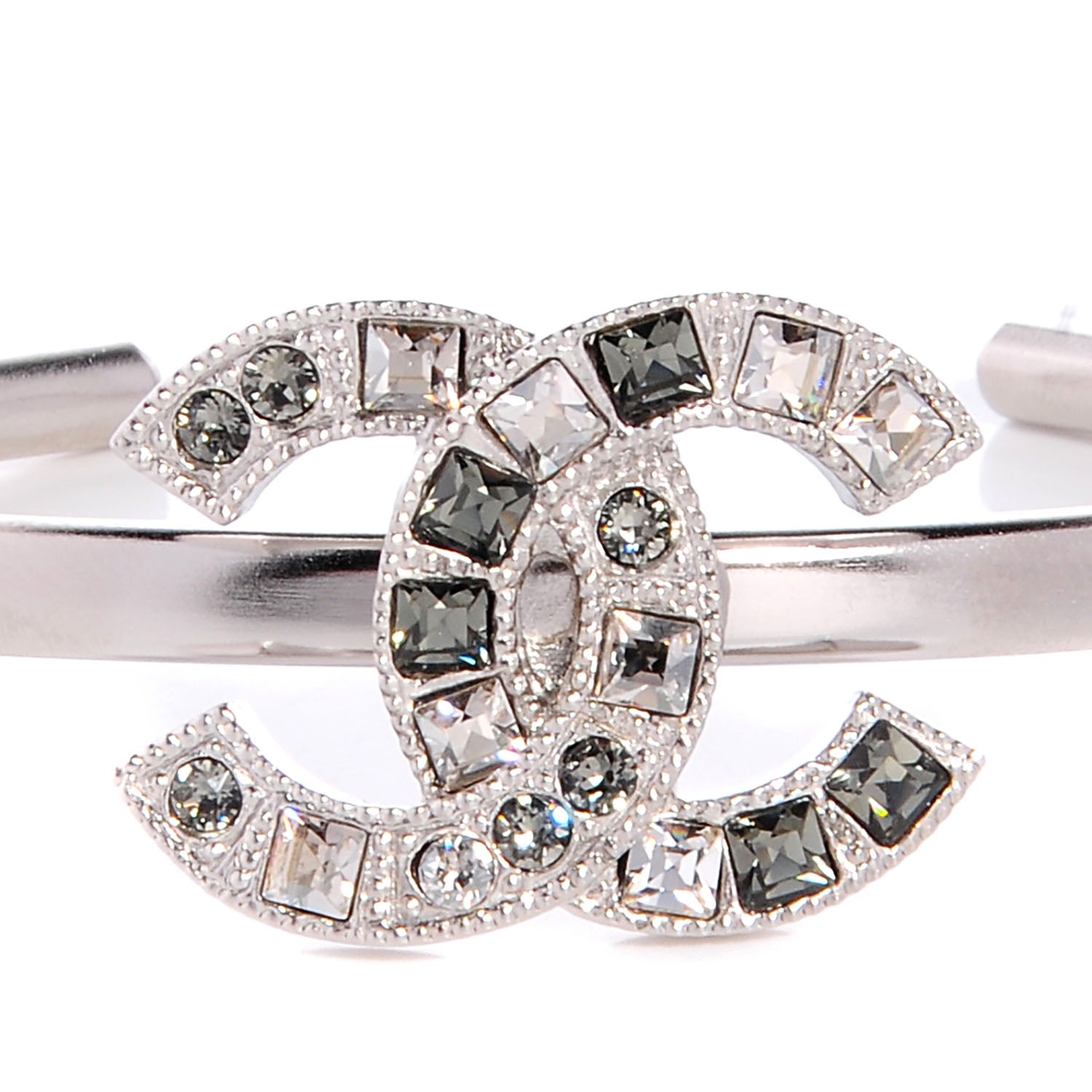 Chanel Baguette Crystal CC Bracelet Silver Grey 3 of 6