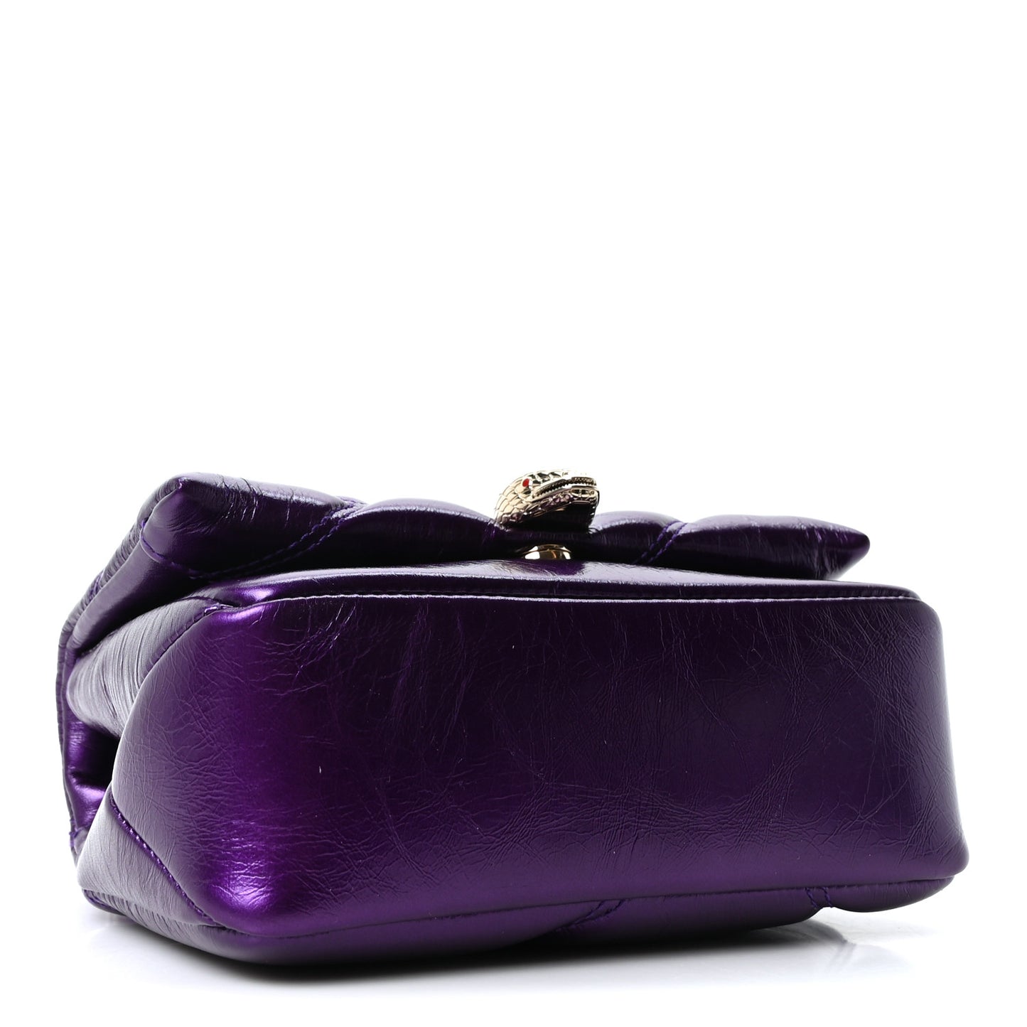 Metallic Calfskin Matelasse Mini Serpenti Cabochon Crossbody Bag Purple