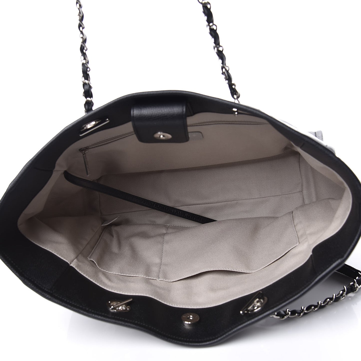 Glazed Calfskin Small Deauville Tote Black