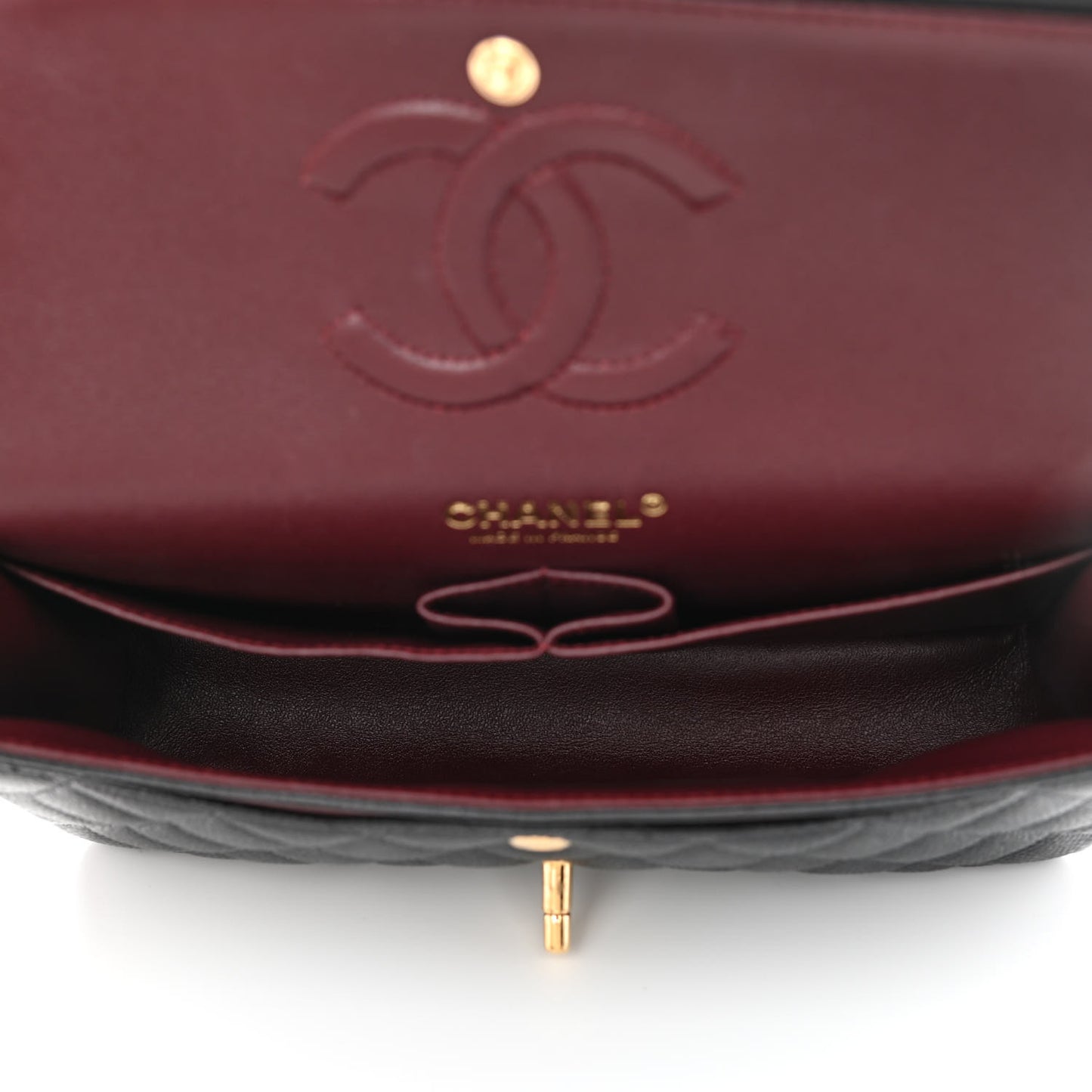 Caviar Quilted Medium Double Flap Black