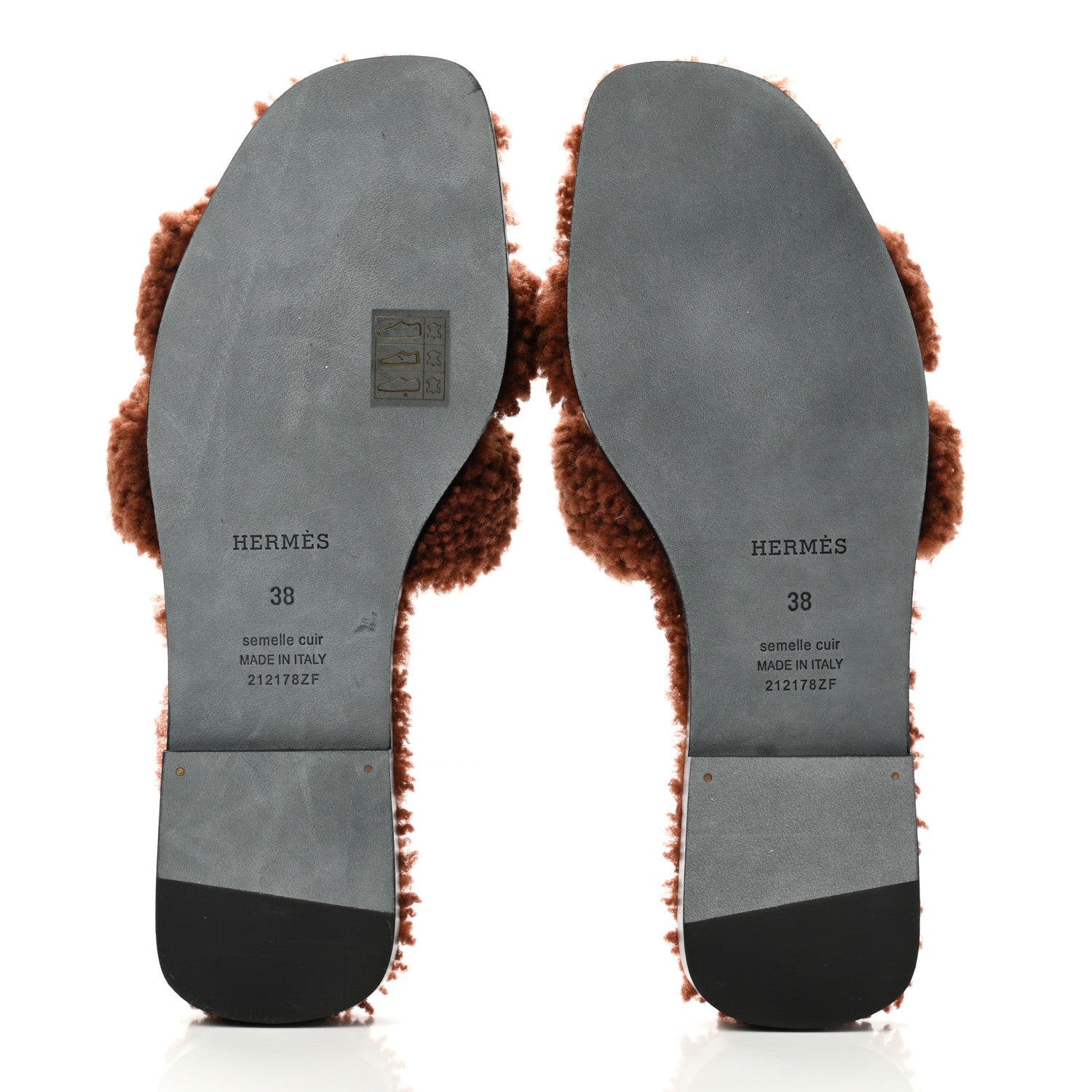 Hermes Woolskin Oran Sandals 38 Cognac 9 of 12