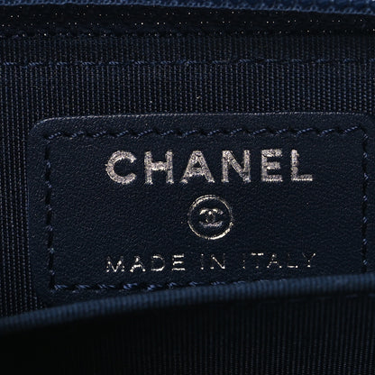 Chanel Calfskin Chevron Quilted Zip Around Boy Coin Purse Navy Blue 8 of 11