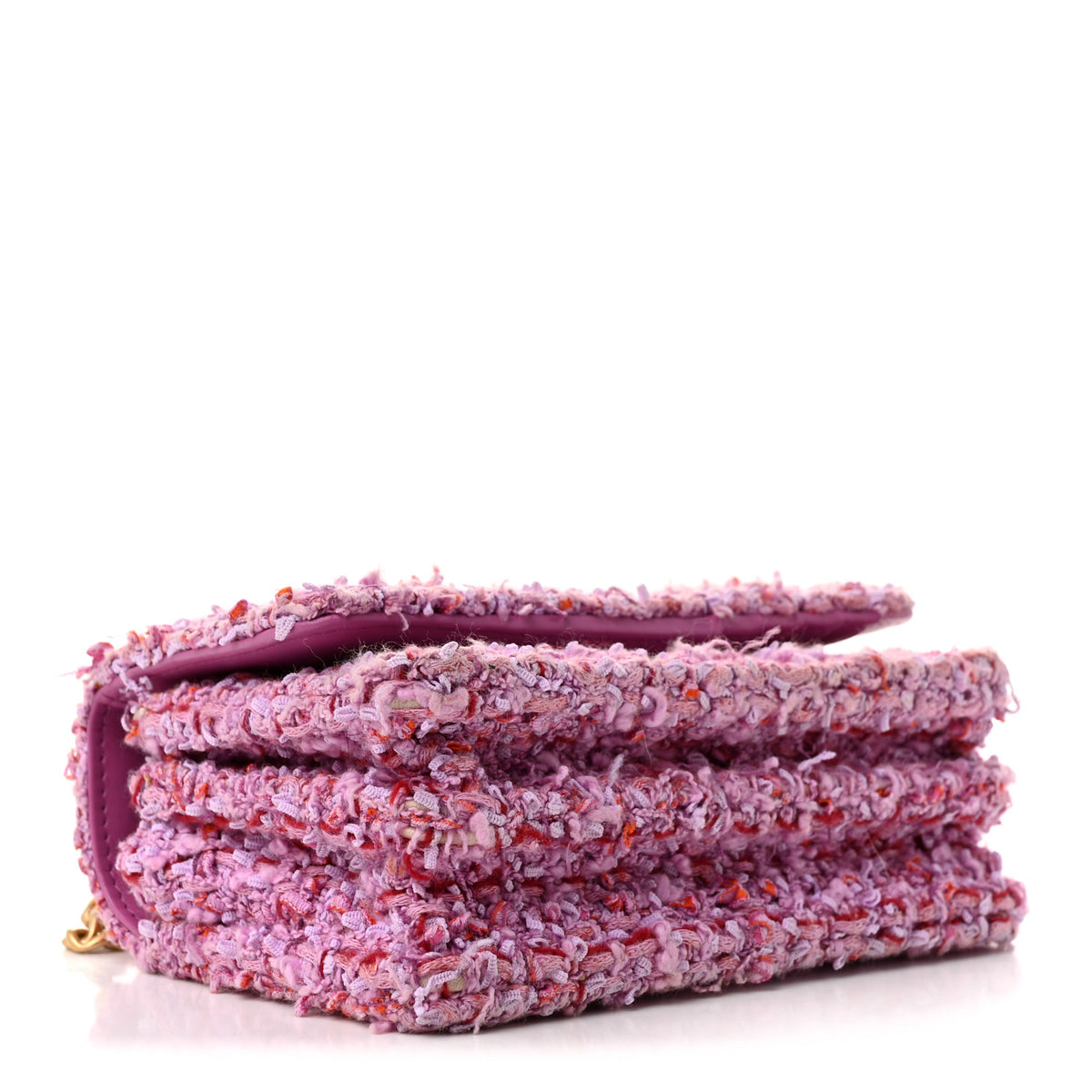Chanel Tweed Enamel Quilted Pending CC Mini Wallet On Chain WOC Pink Purple 4 of 10