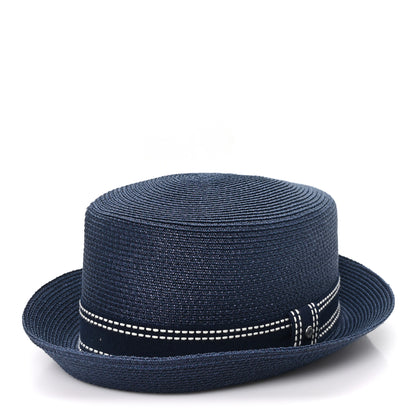 Hermes Braided Raffia Balthazar Sellier Hat 59 Marine 1 of 9