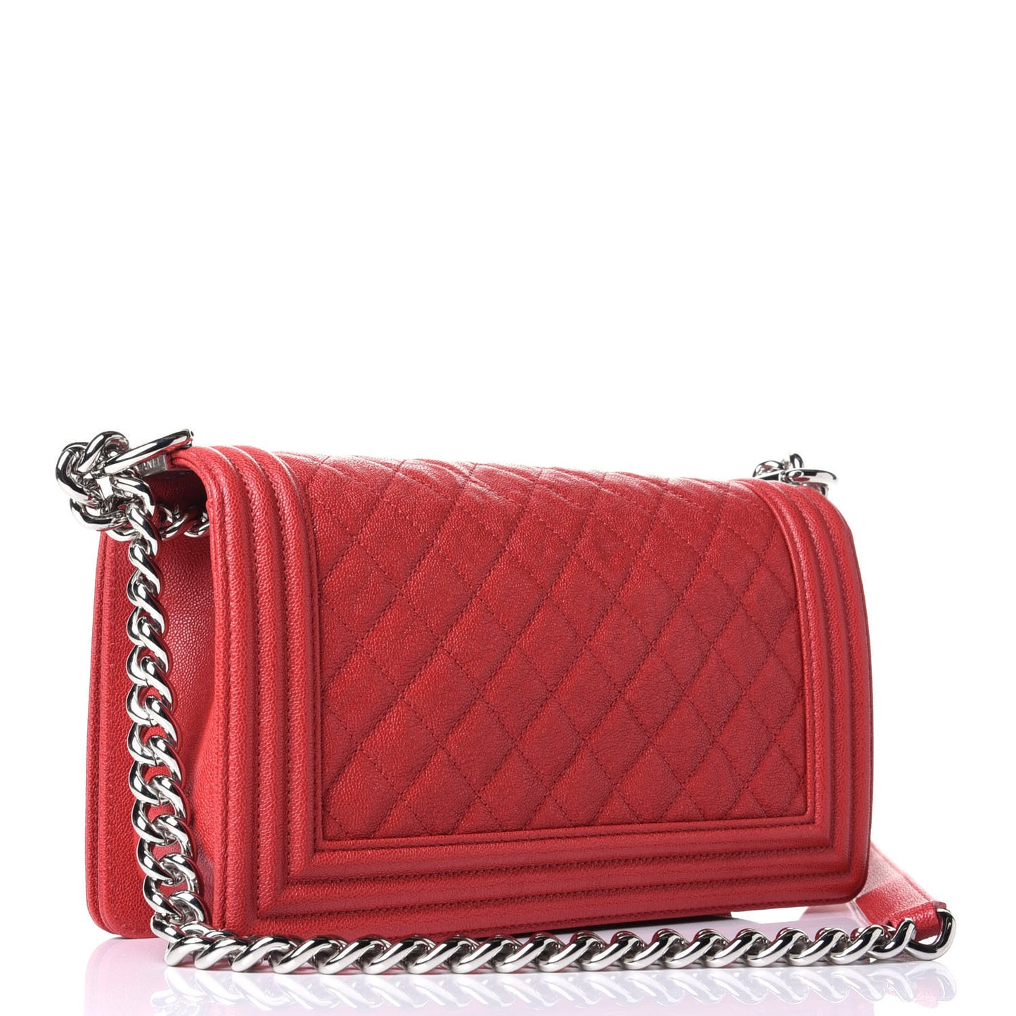 Caviar Quilted Medium Boy Flap Red