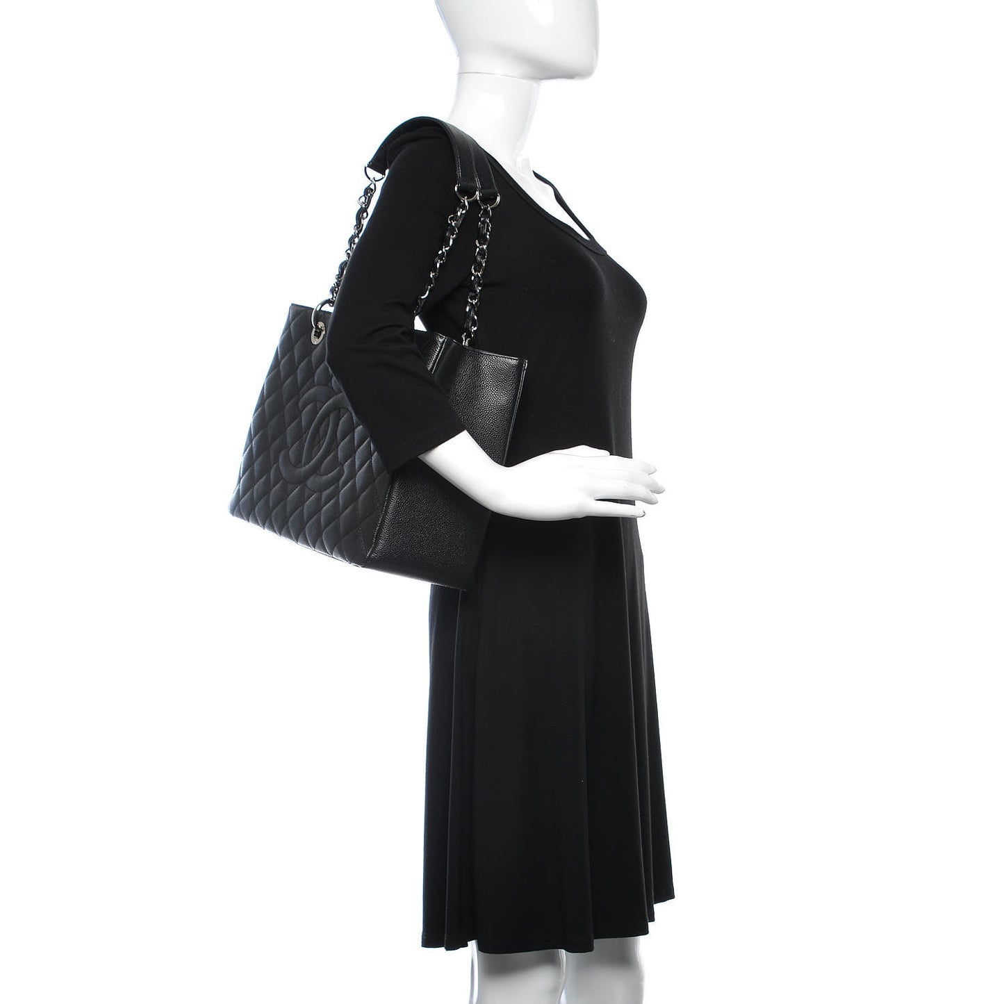 Caviar Quilted Grand Shopping Tote GST Black