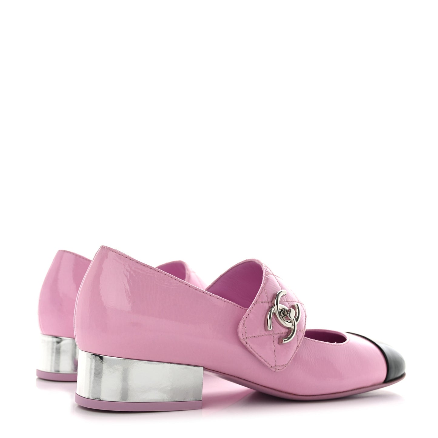 Patent Goatskin Cap Toe Mary Janes 35 Light Purple Black