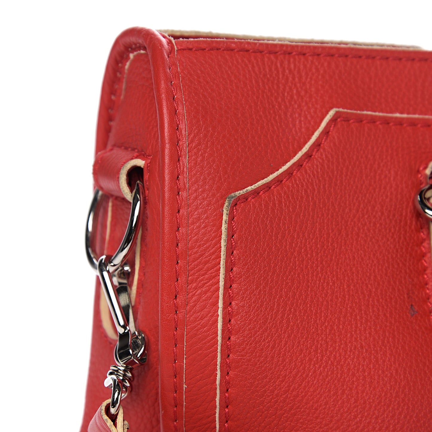 Supple Grained Calfskin Classic Silver Hardware Highlight City Rouge Fraise