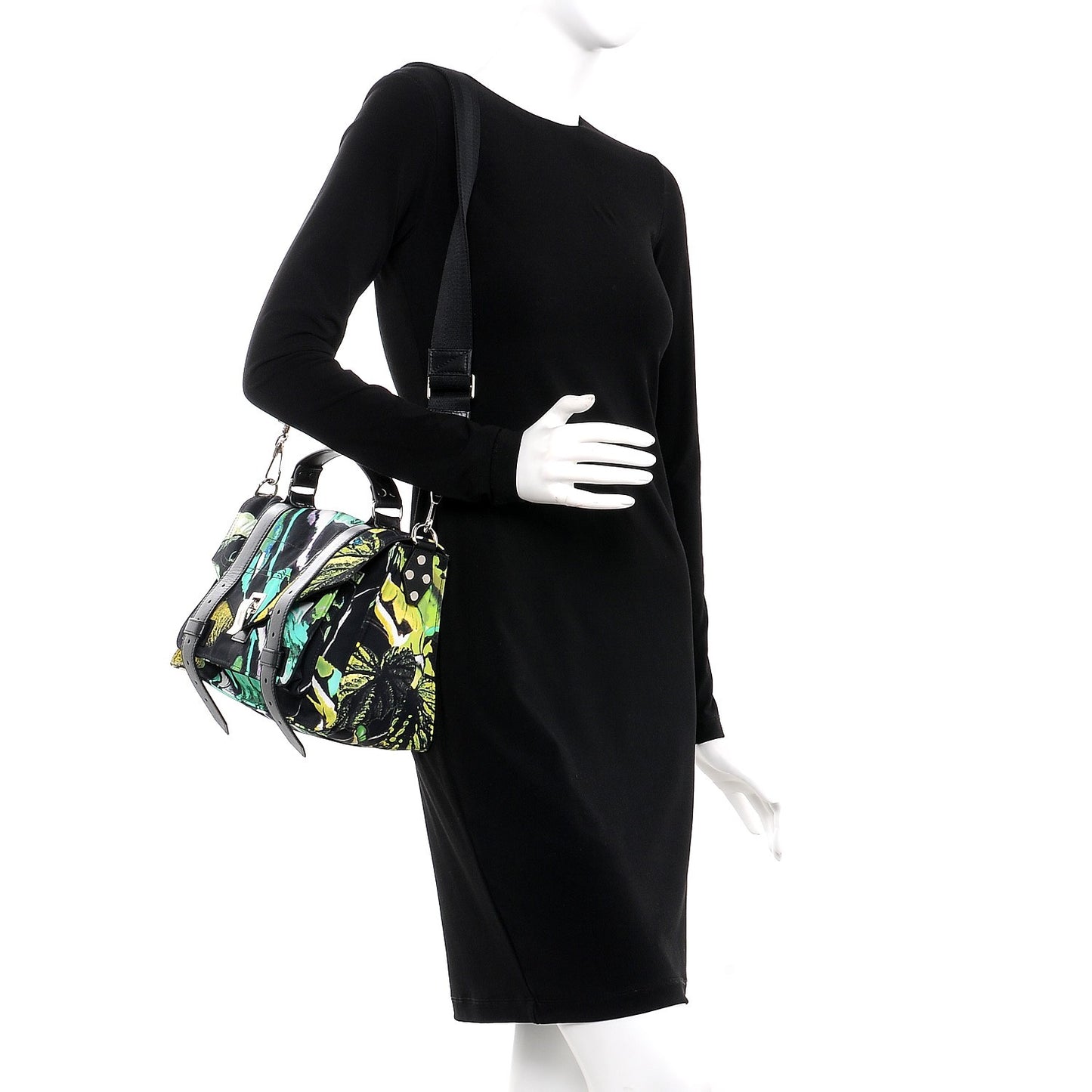 Nylon Tropical Printed Medium PS1 Satchel Black