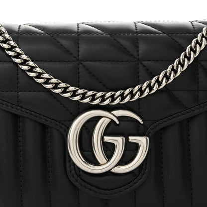 Gucci Calfskin Matelasse Aria GG Marmont Chain Wallet Black 8 of 11