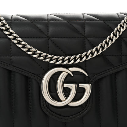 Gucci Calfskin Matelasse Aria GG Marmont Chain Wallet Black 8 of 12