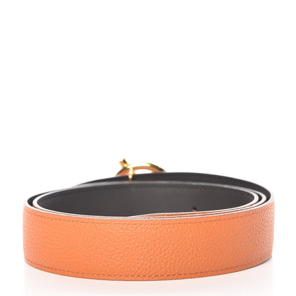 Hermes Chamonix Togo Reversible Glenan 32mm Belt 90 Black Orange 3 of 7