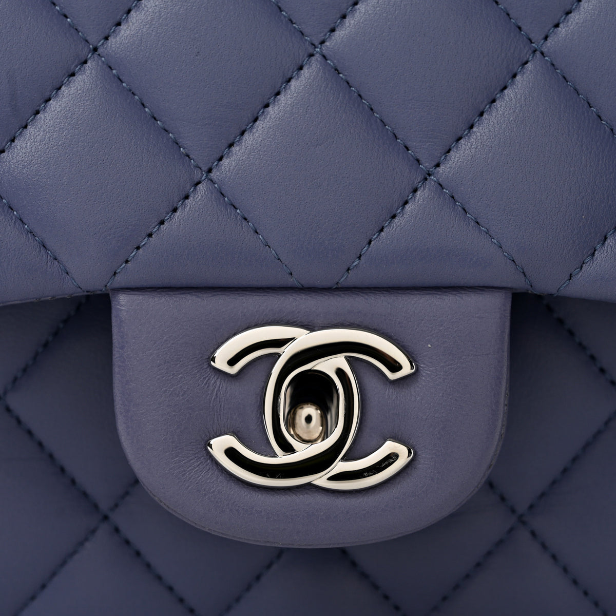 Lambskin Quilted Medium Double Flap Light Purple