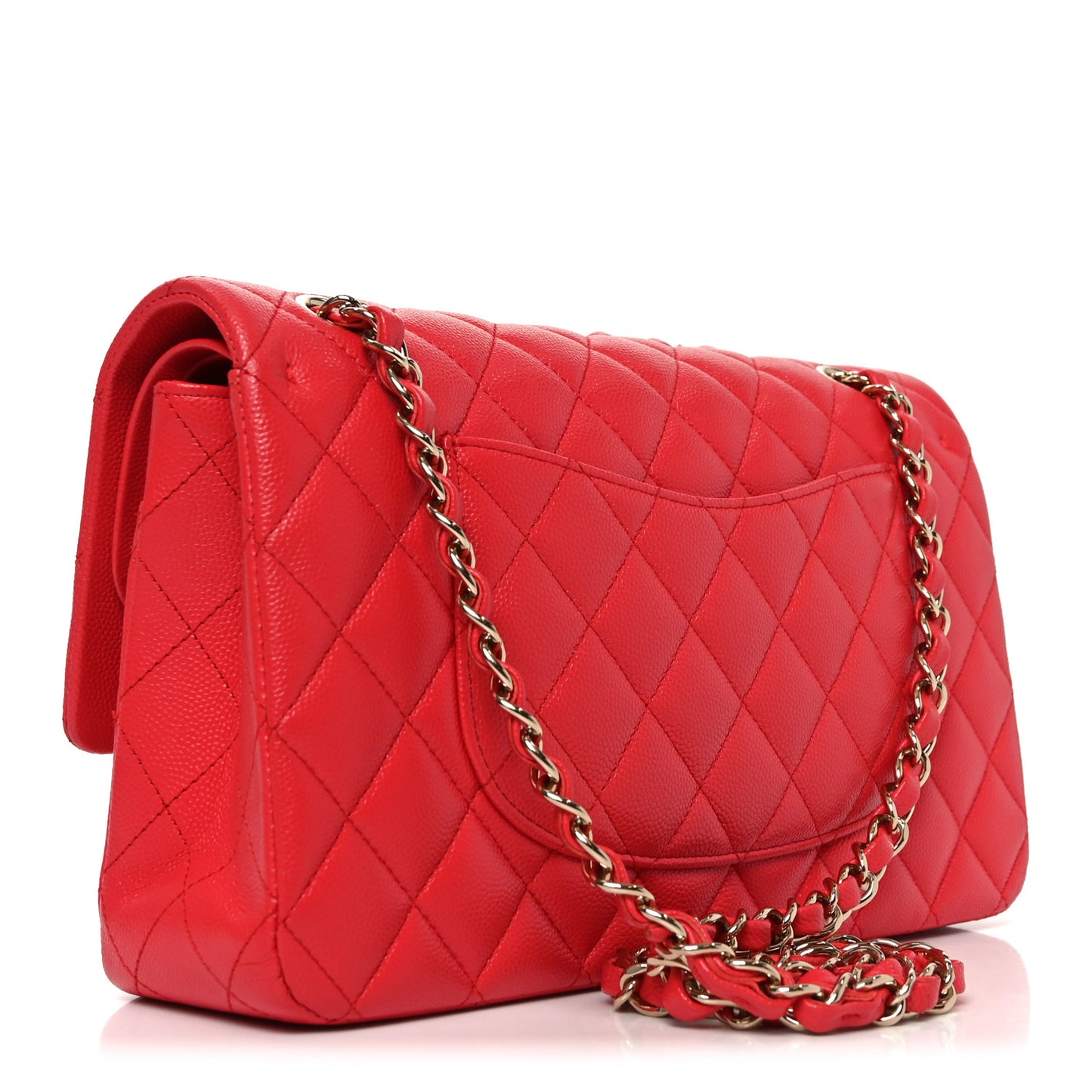 Caviar Quilted Medium Double Flap Red
