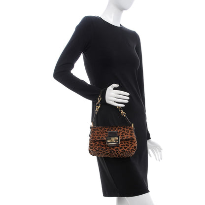 Fendi Calf Hair Leopard Print Baguette Brown 2 of 7