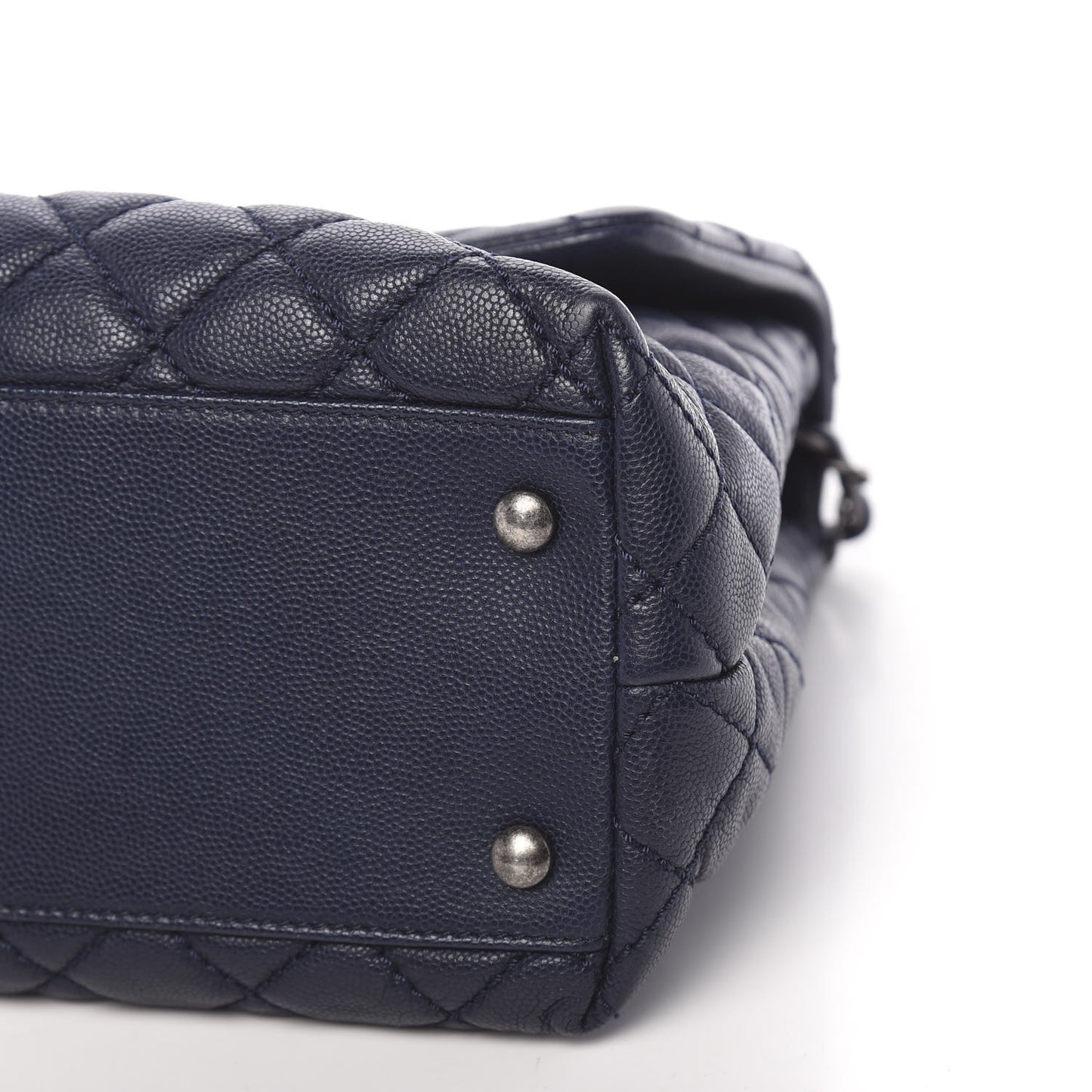 Caviar Quilted Medium Coco Handle Flap Navy Blue